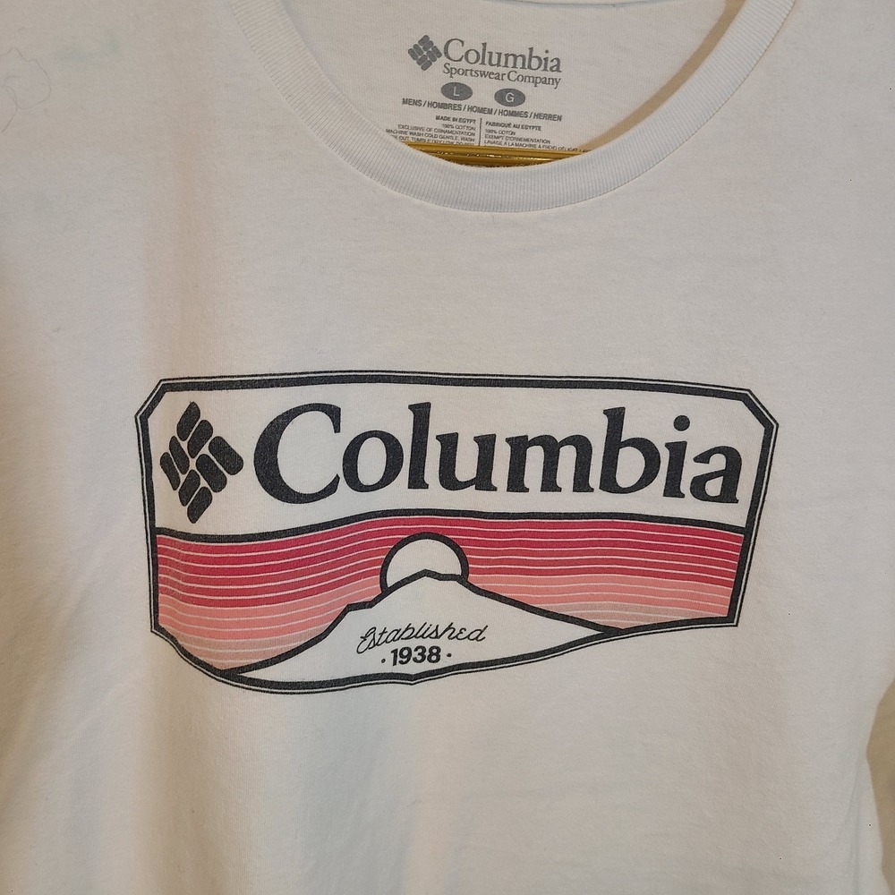 Columbia Men's L‎ Long Sleeve Crew Neck  T-Shirt White Top Camping Outdoors